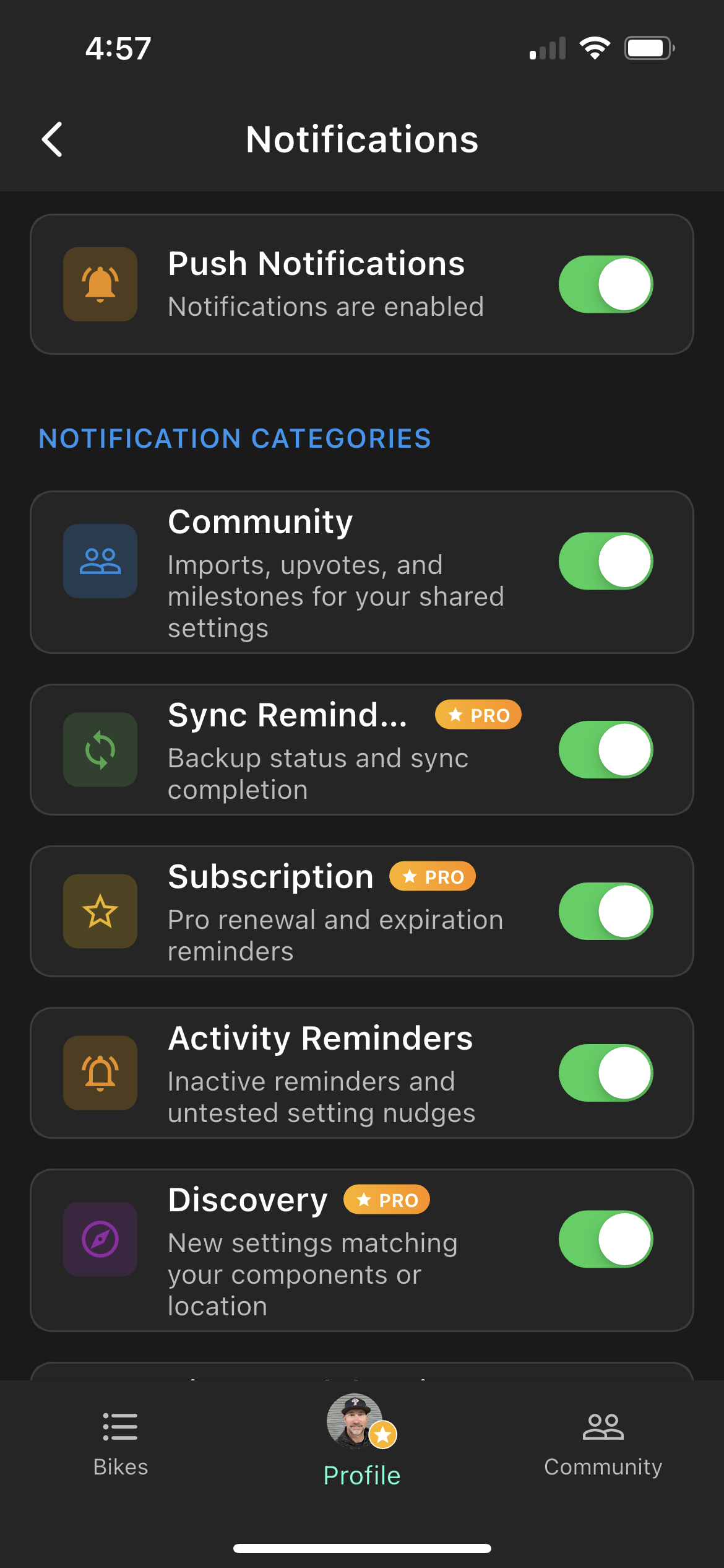Notification settings