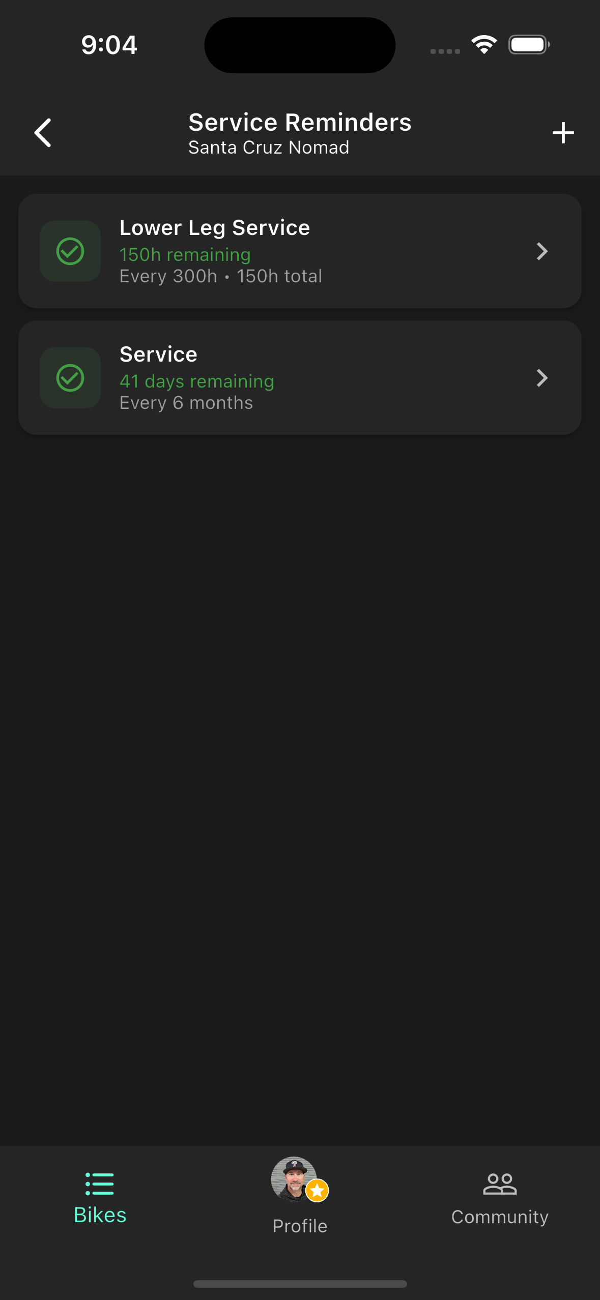 Service reminder list